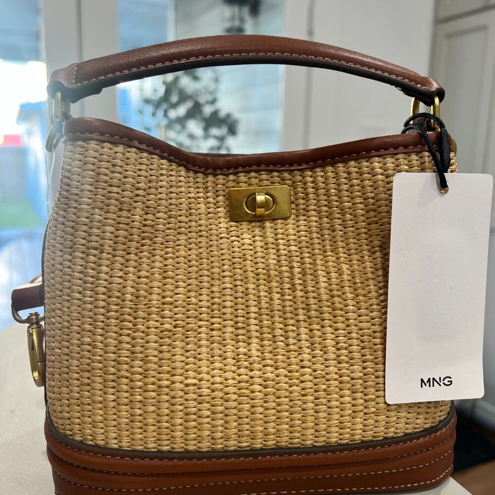 Raffia-Effect Bucket Bag